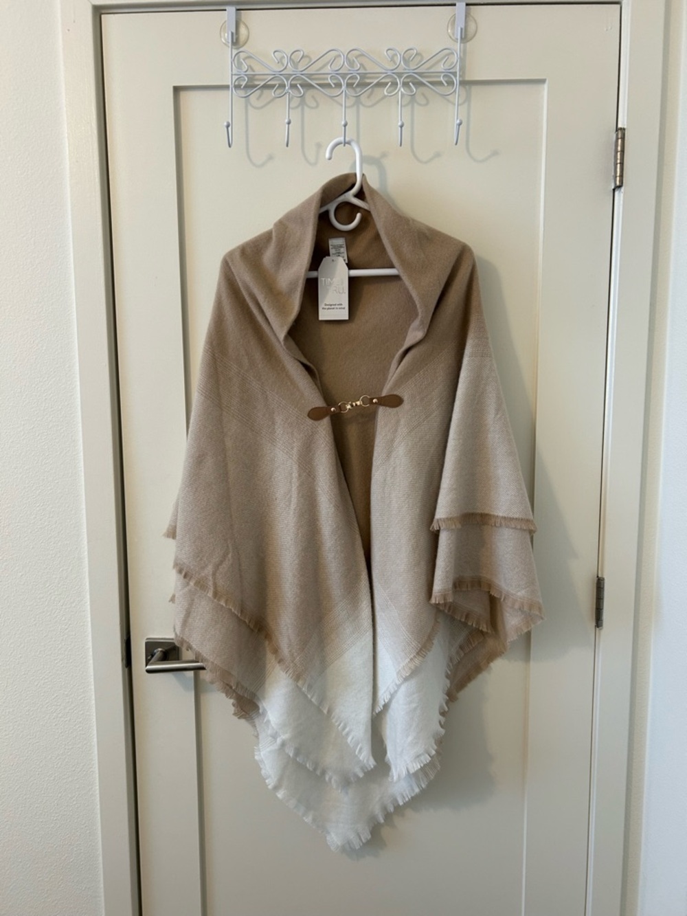 Neutral Ombre Shawl Wrap with Gold Clasp - Brand: